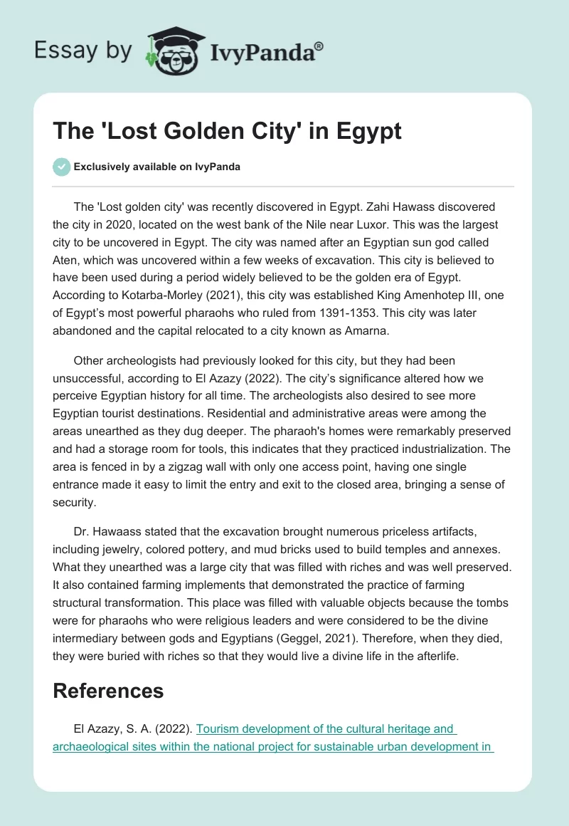 The 'Lost Golden City' in Egypt. Page 1