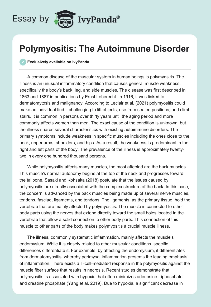 Polymyositis: The Autoimmune Disorder. Page 1