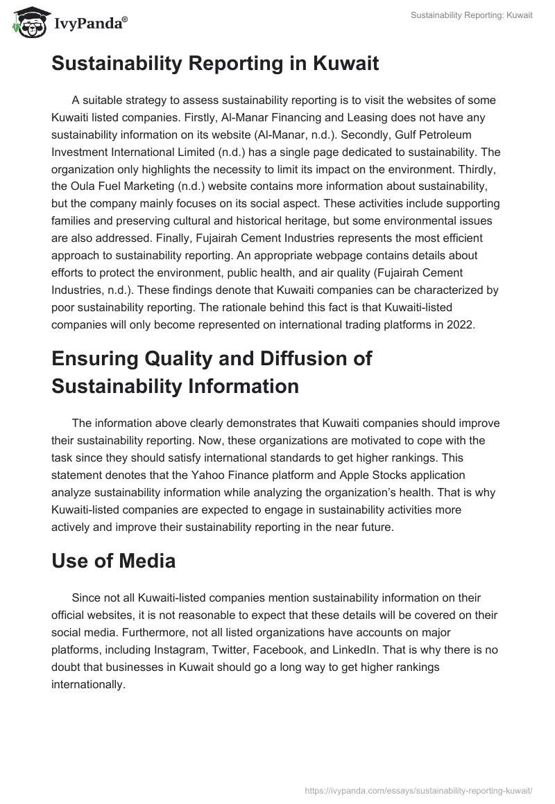 Sustainability Reporting: Kuwait. Page 2