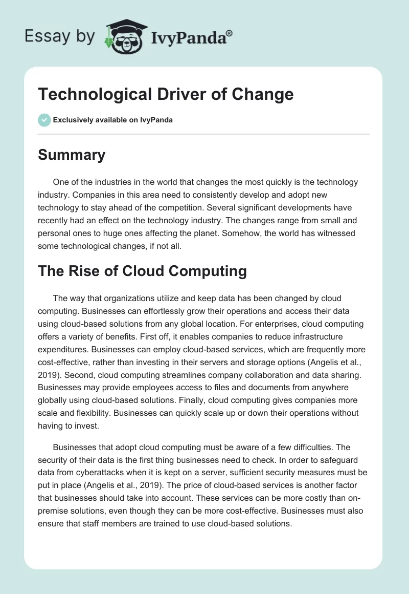 Technological Driver of Change. Page 1