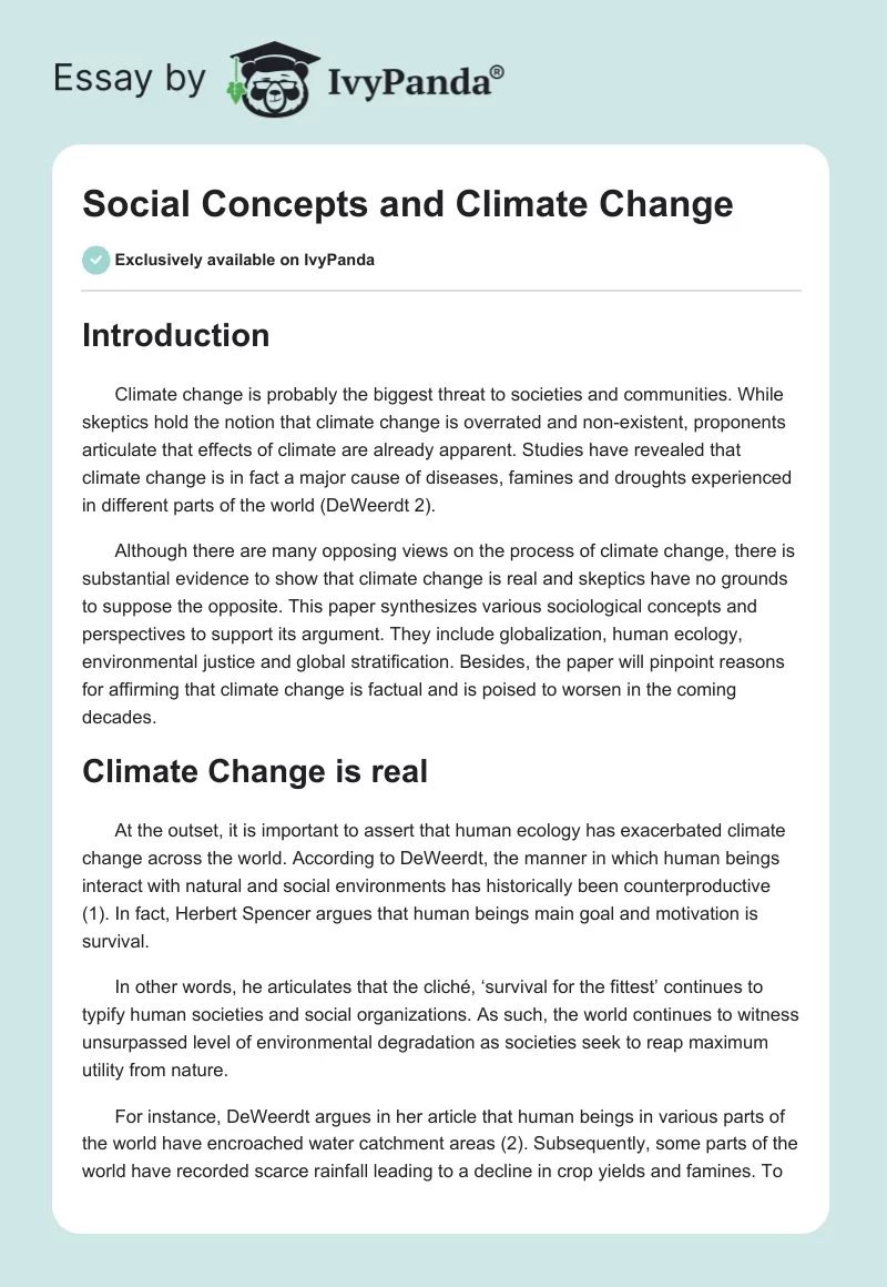 Social Concepts and Climate Change. Page 1