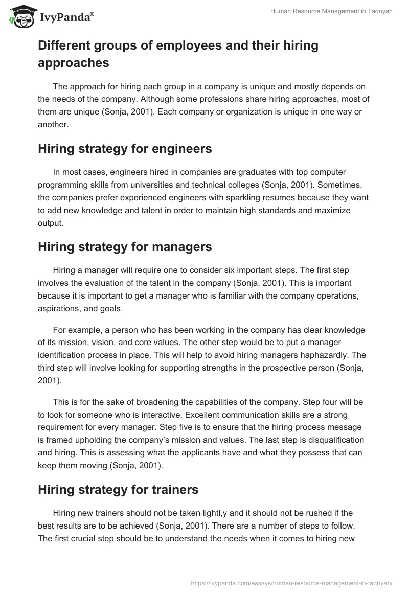 Human Resource Management in Taqnyah. Page 3