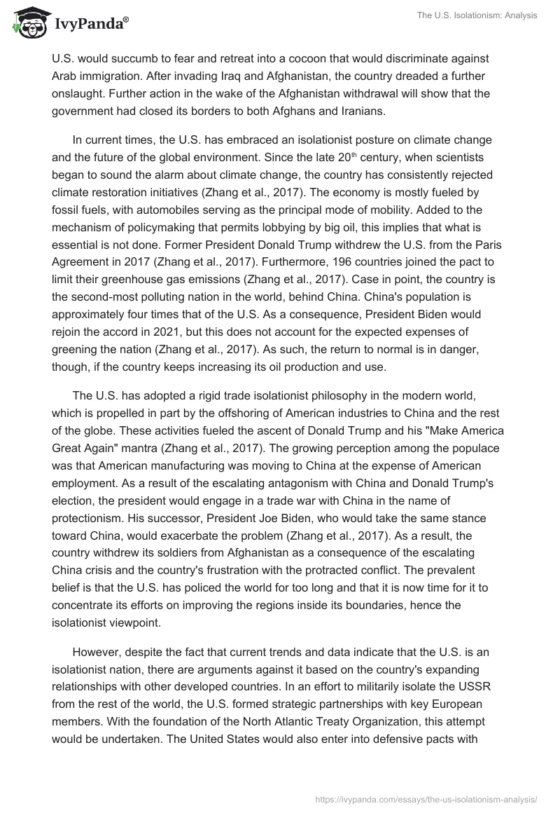 The U.S. Isolationism: Analysis. Page 3