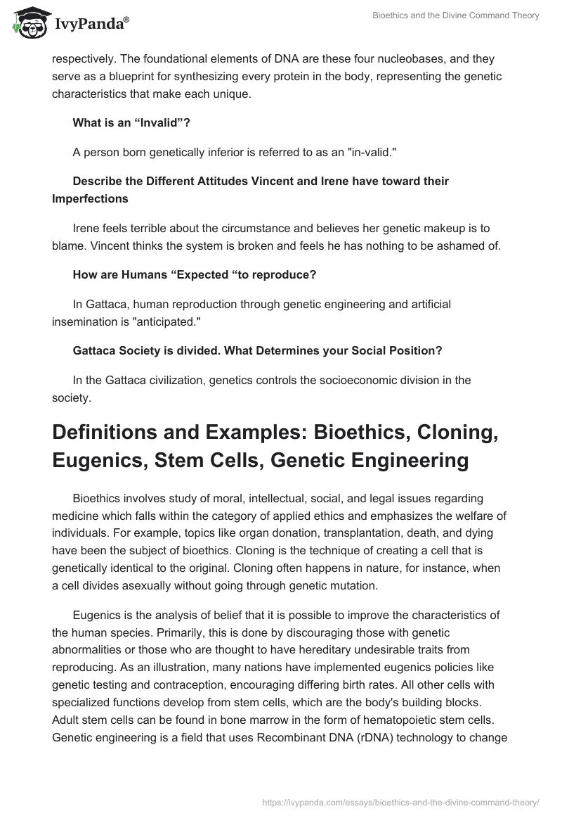 Bioethics and the Divine Command Theory. Page 4