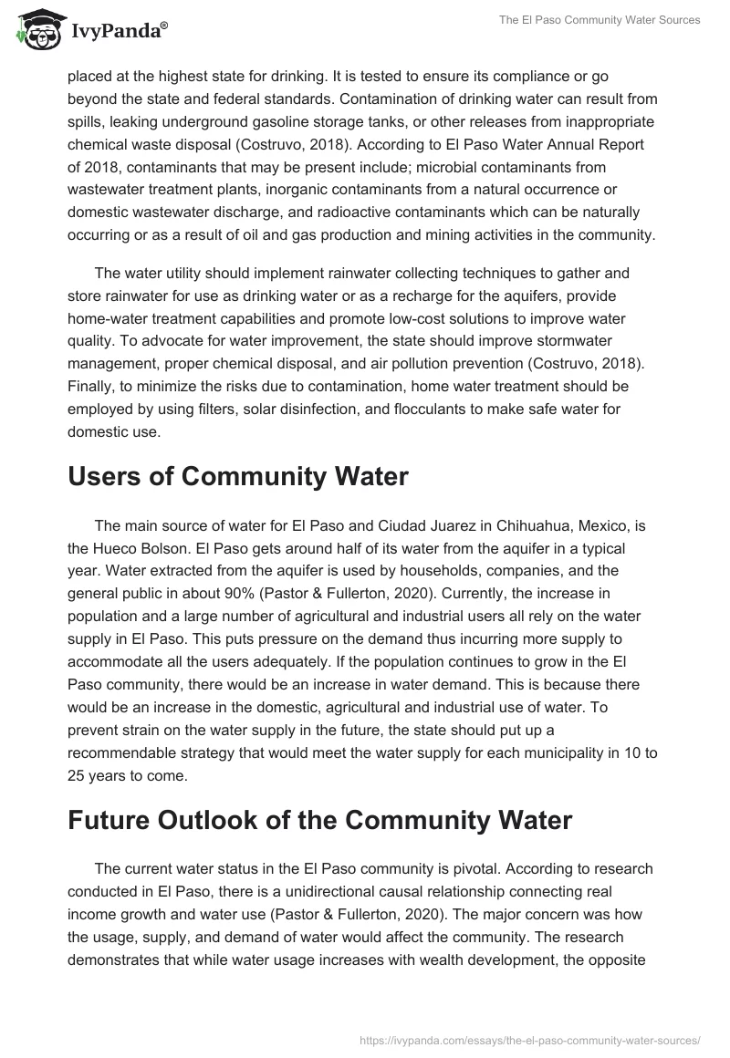 The El Paso Community Water Sources. Page 2