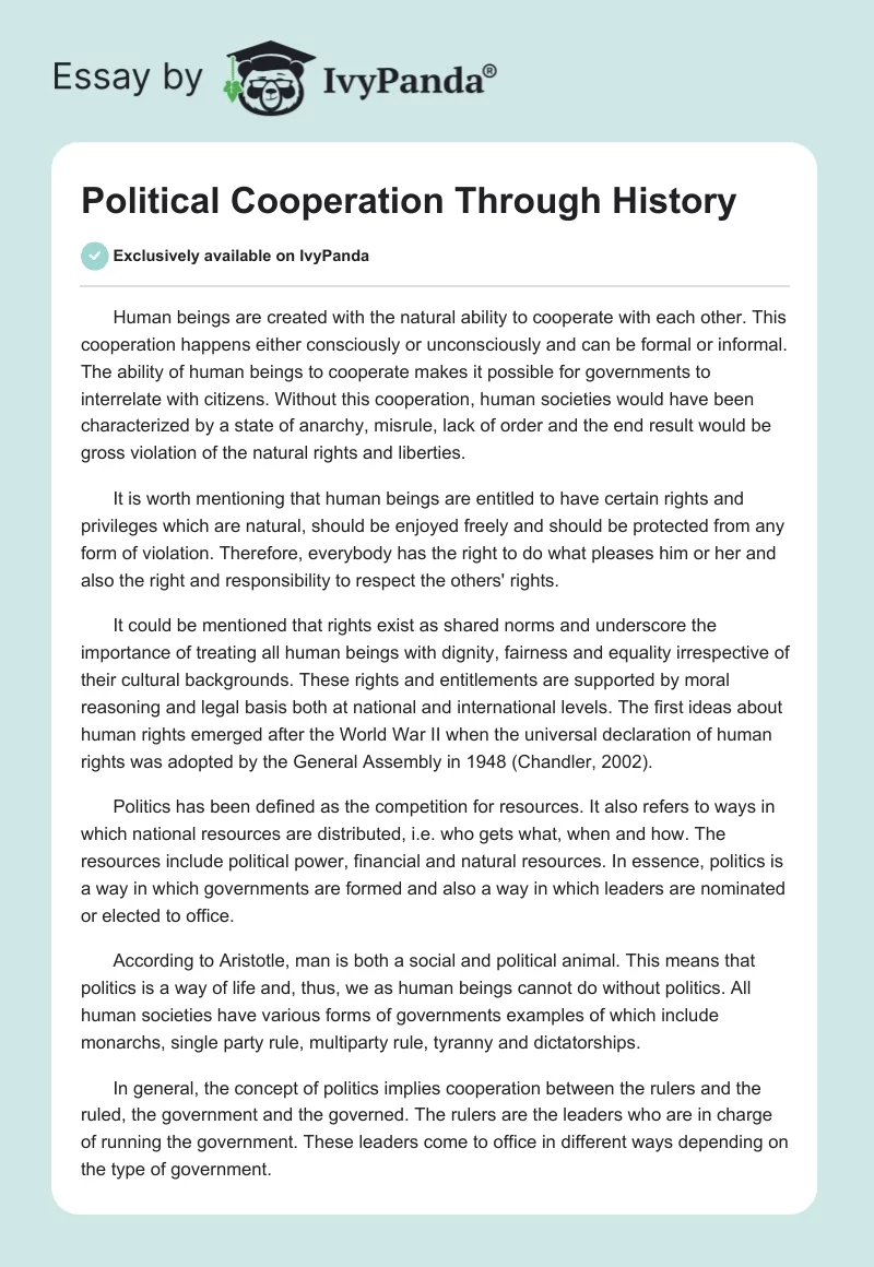 Political Cooperation Through History. Page 1