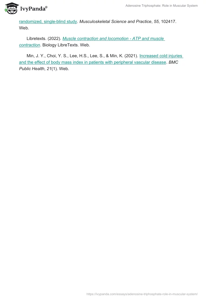 Adenosine Triphosphate: Role in Muscular System. Page 2