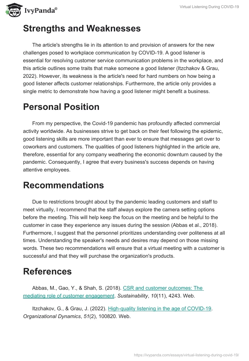 Virtual Listening During COVID-19. Page 2