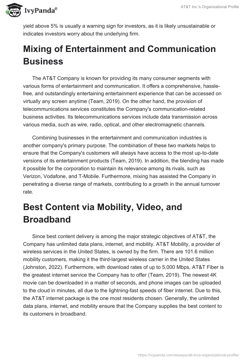 AT&T Inc.'s Organizational Profile. Page 2
