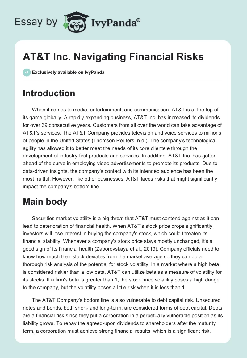 AT&T Inc. Navigating Financial Risks. Page 1