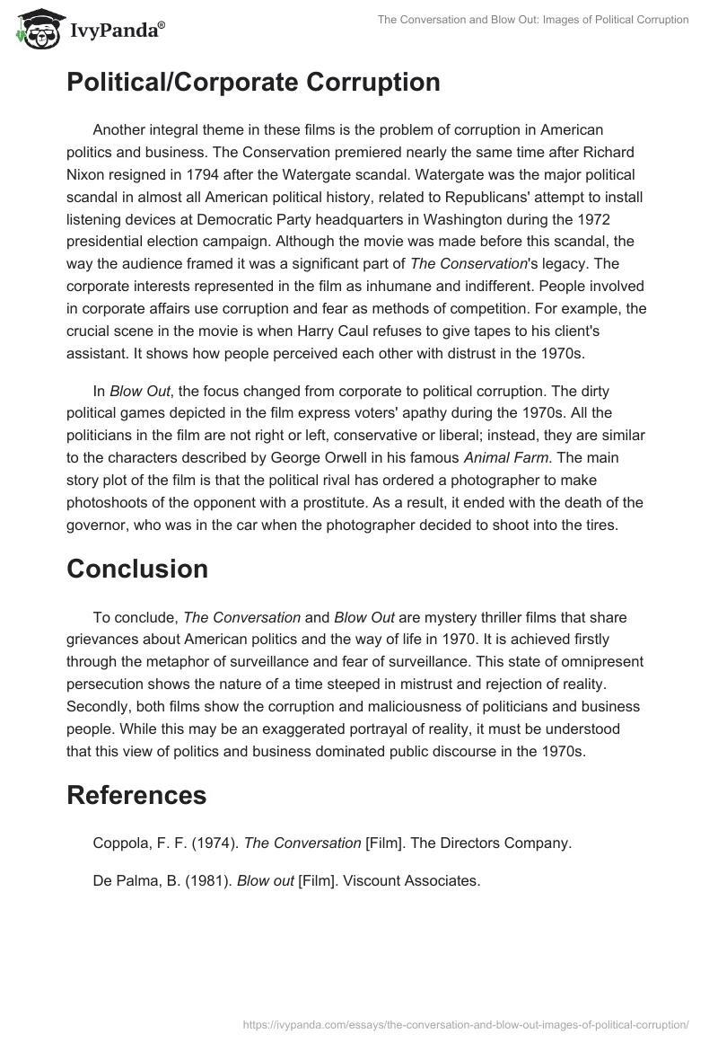 The Conversation and Blow Out: Images of Political Corruption. Page 2