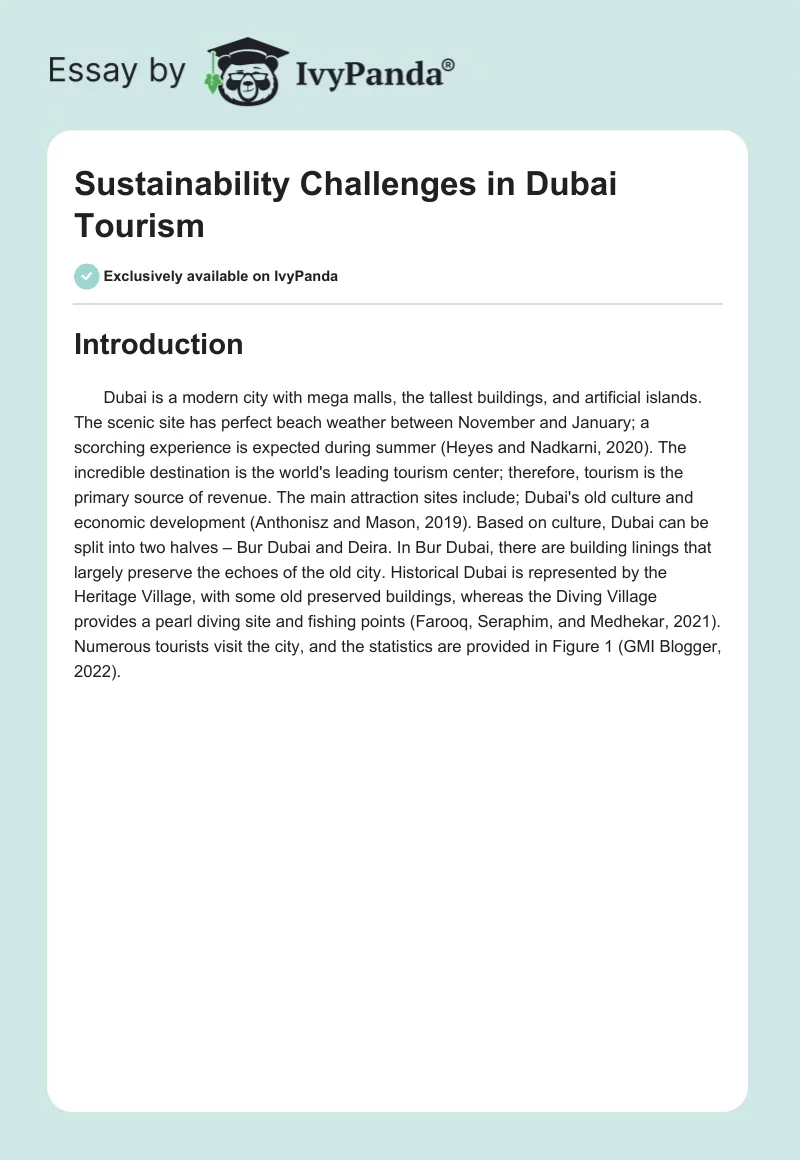 Sustainability Challenges in Dubai Tourism. Page 1