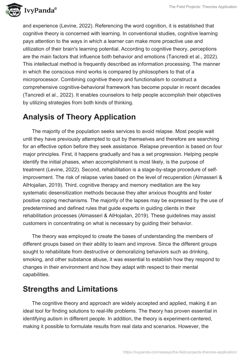 The Field Projects: Theories Application. Page 2