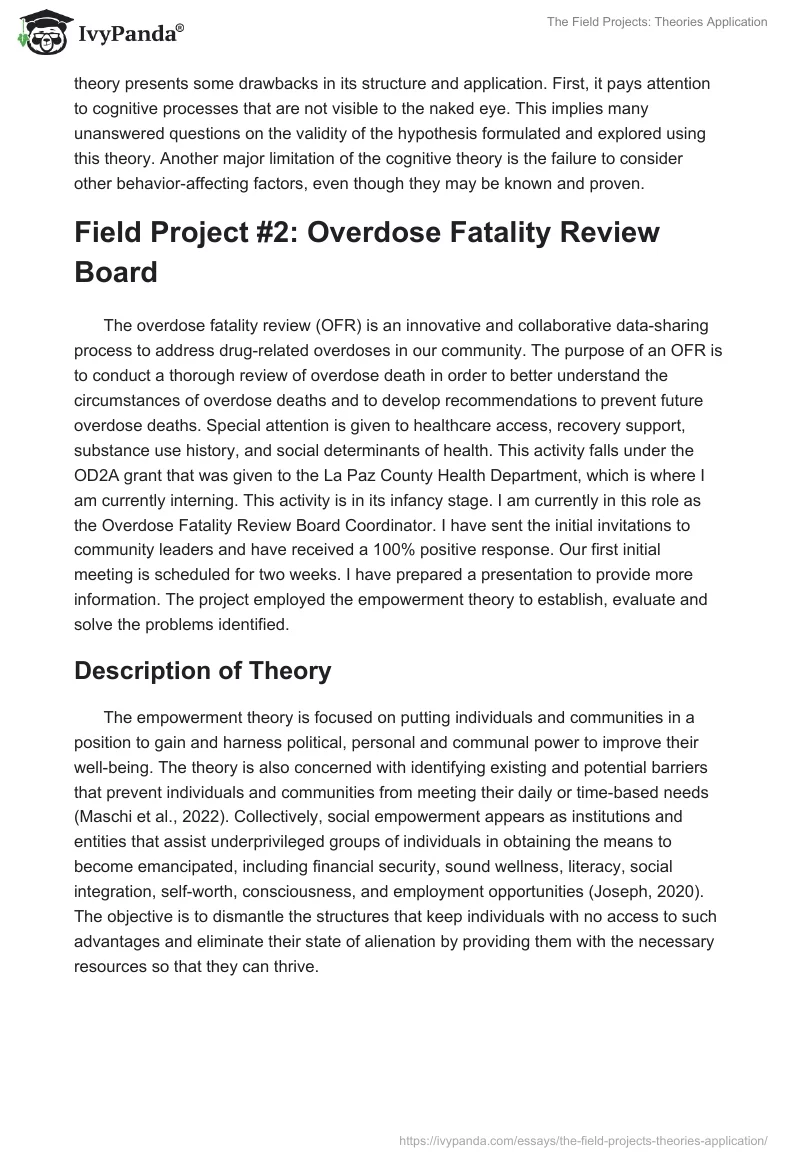 The Field Projects: Theories Application. Page 3