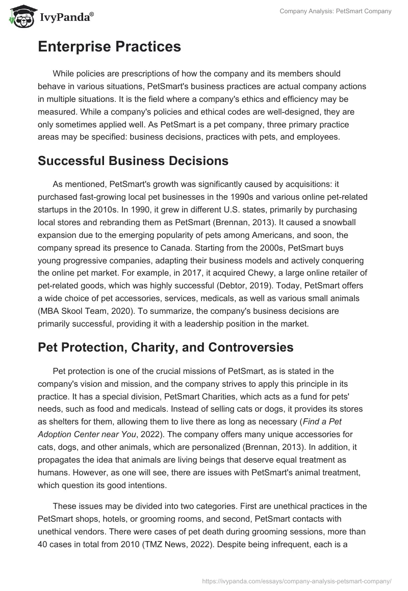 Company Analysis: PetSmart Company. Page 4
