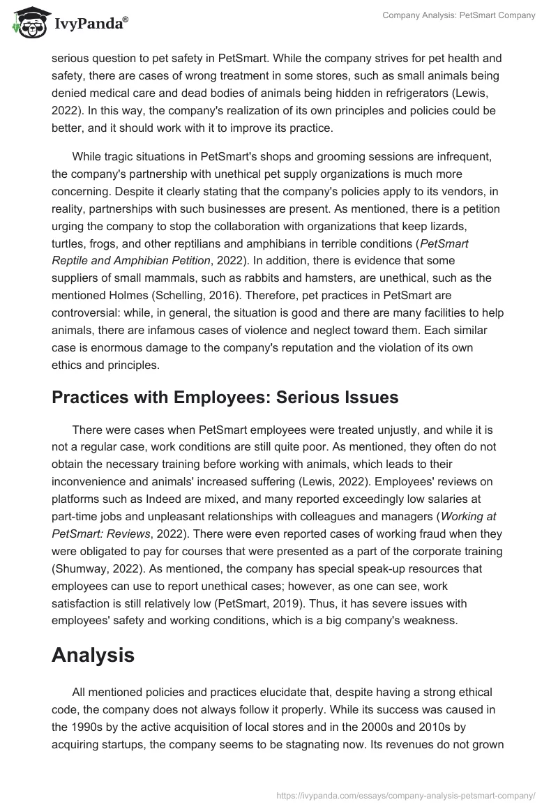 Company Analysis: PetSmart Company. Page 5