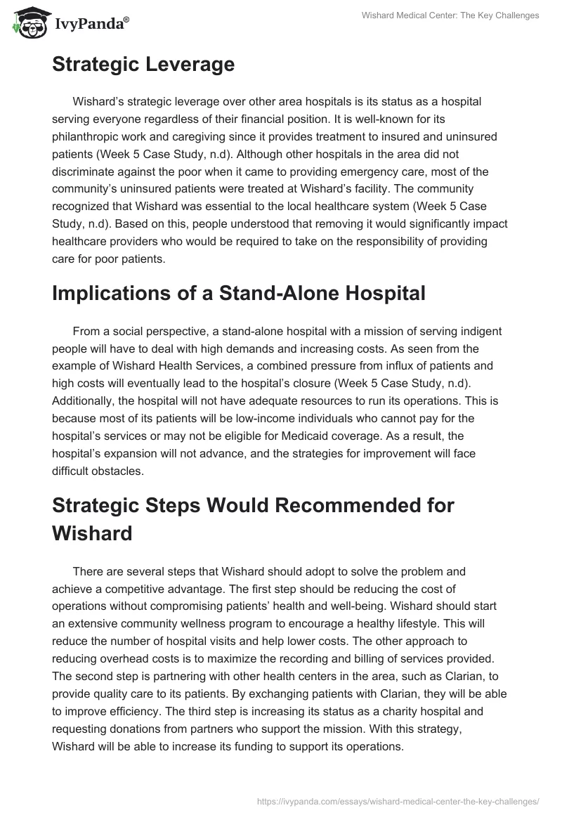 Wishard Medical Center: The Key Challenges. Page 2