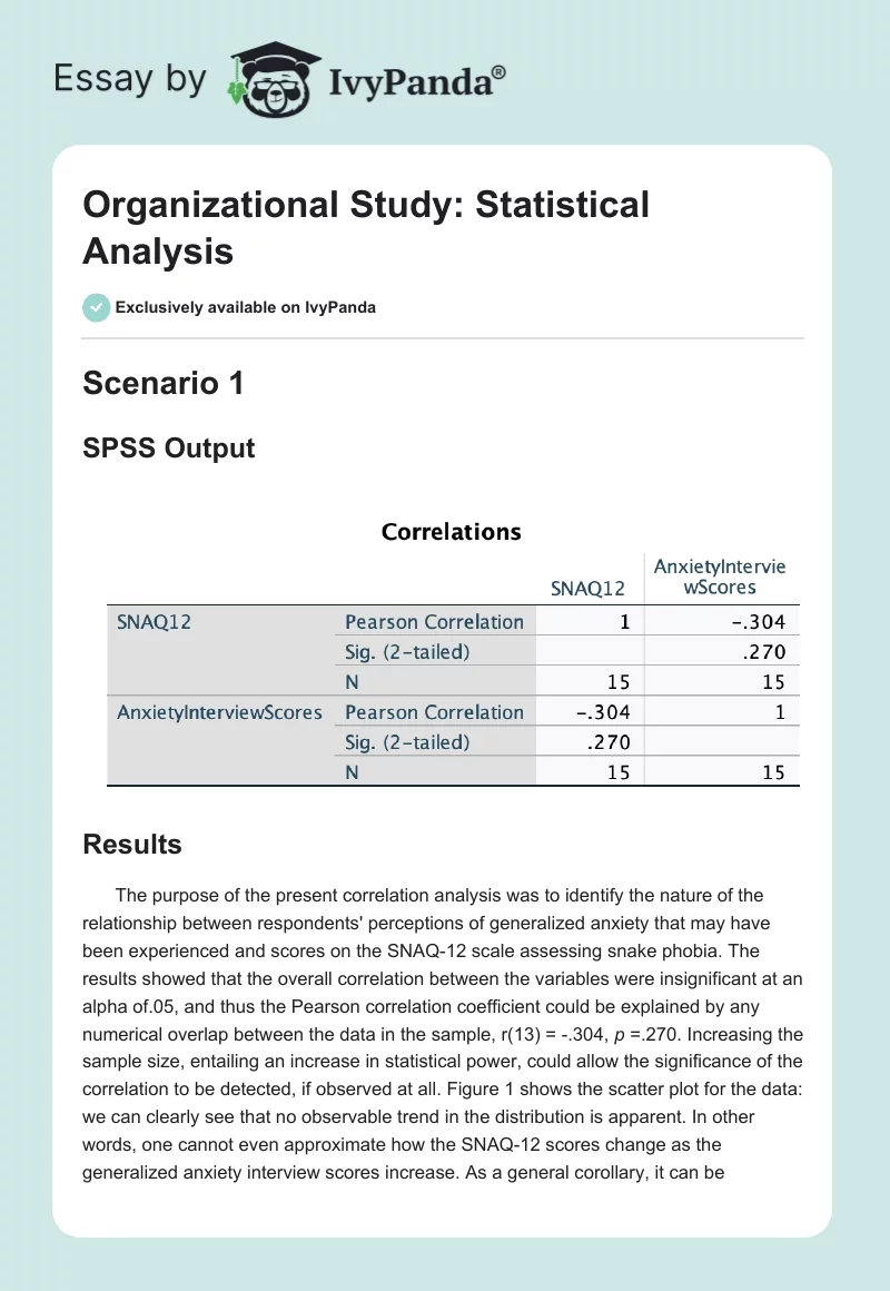 Organizational Study: Statistical Analysis. Page 1