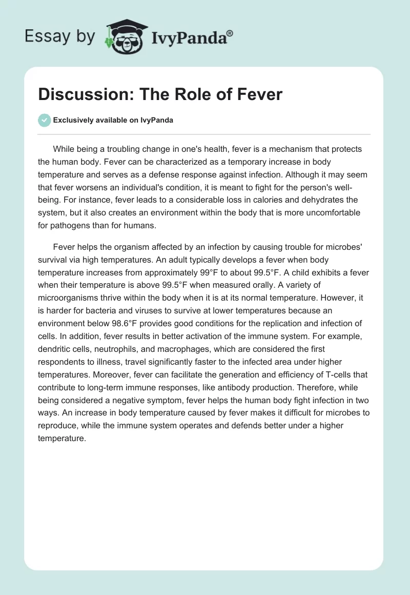 Discussion: The Role of Fever. Page 1