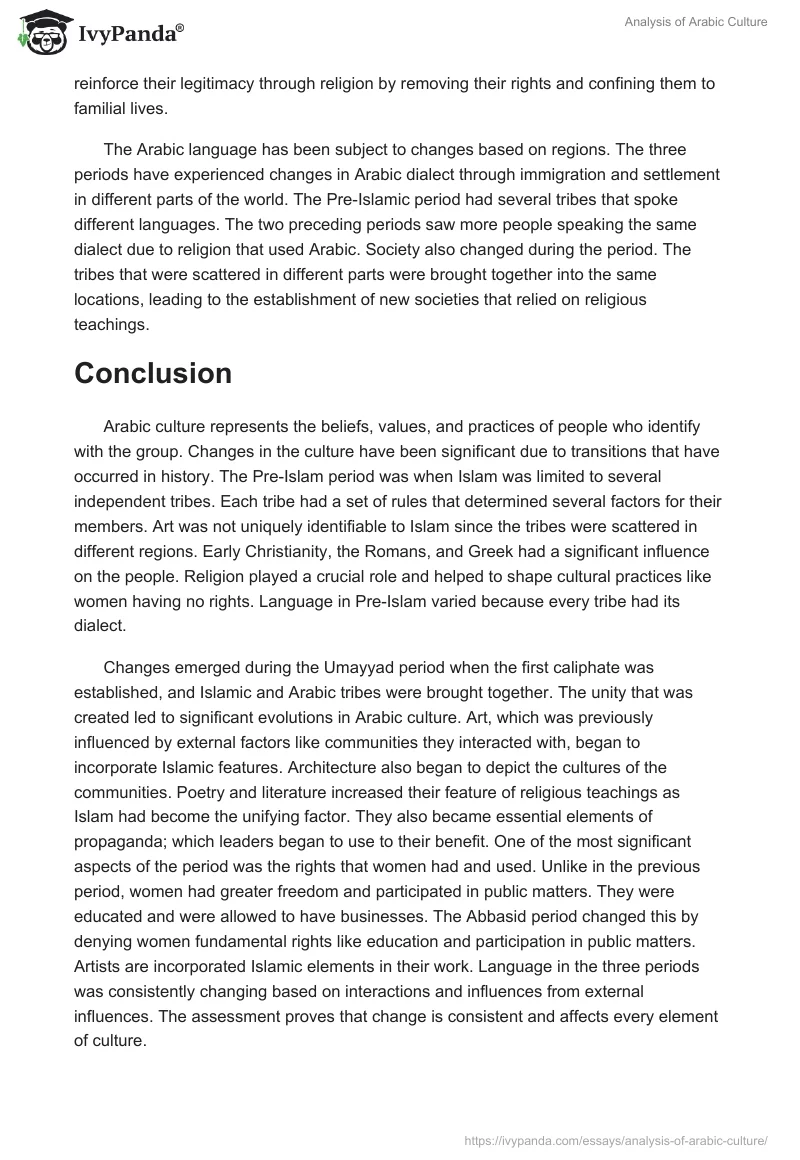 Analysis of Arabic Culture. Page 3