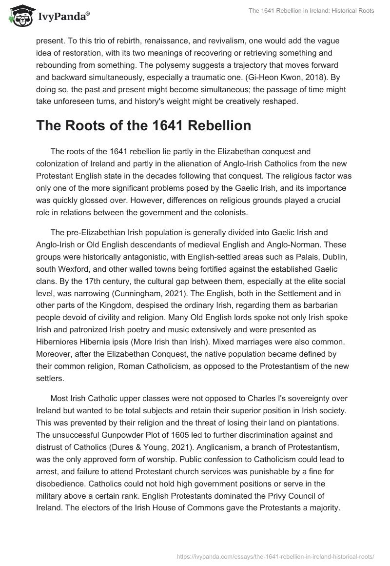 The 1641 Rebellion in Ireland: Historical Roots. Page 2