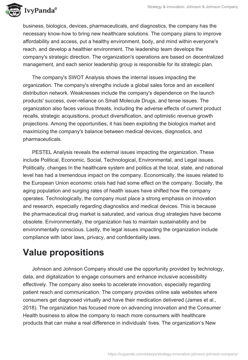 Strategy & innovation: Johnson & Johnson Company. Page 2