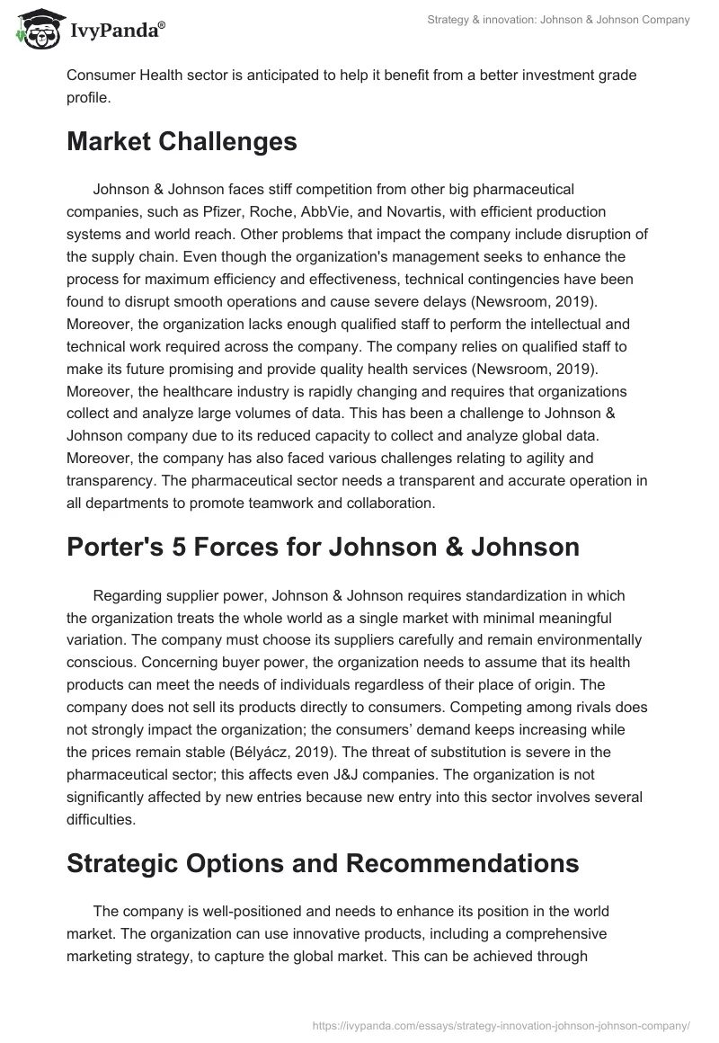Strategy & innovation: Johnson & Johnson Company. Page 3