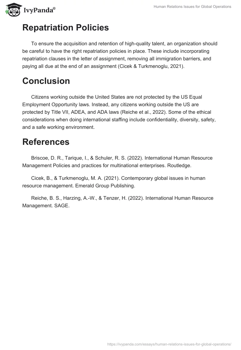 Human Relations Issues for Global Operations. Page 4