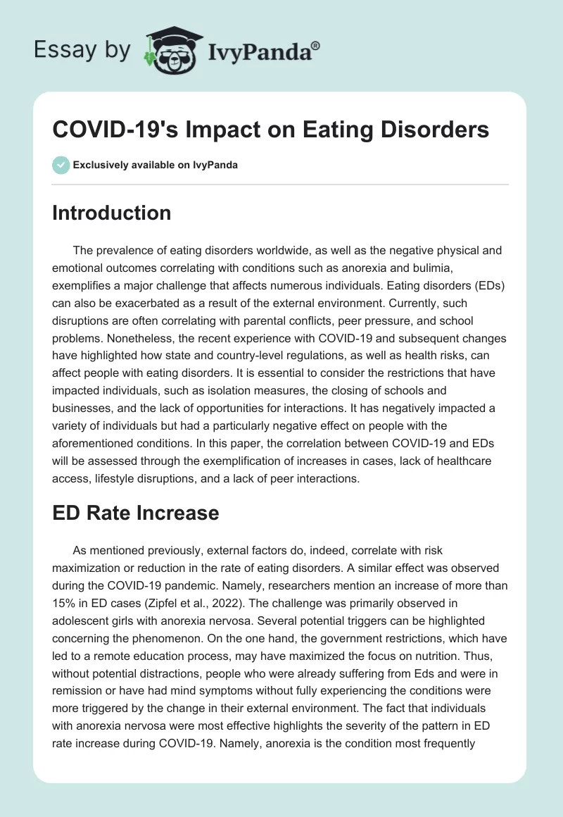 COVID-19's Impact on Eating Disorders. Page 1