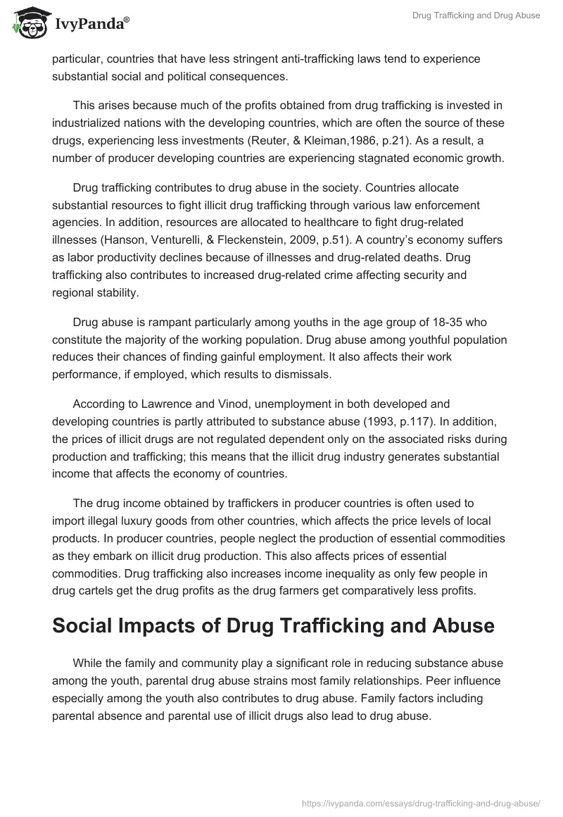write an essay on drug trafficking