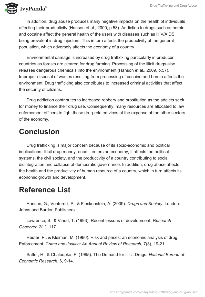 Drug Trafficking and Drug Abuse. Page 3