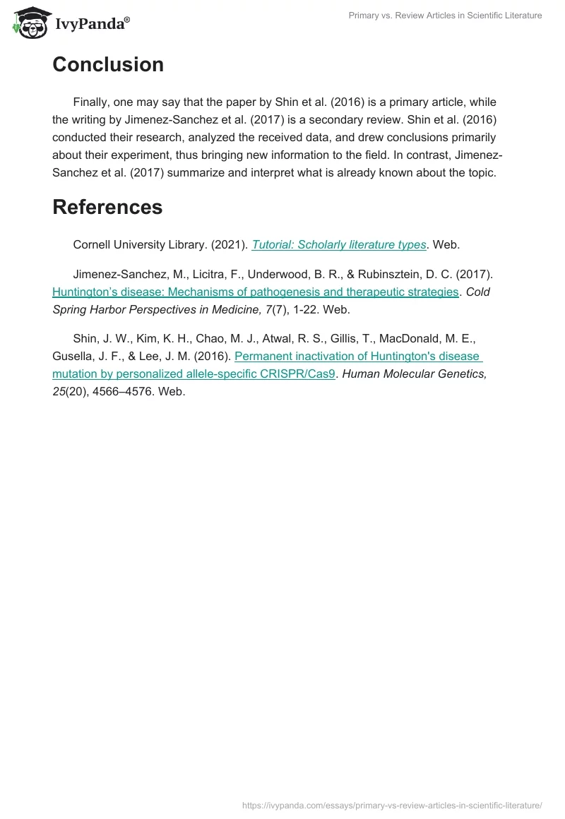 Primary vs. Review Articles in Scientific Literature. Page 2