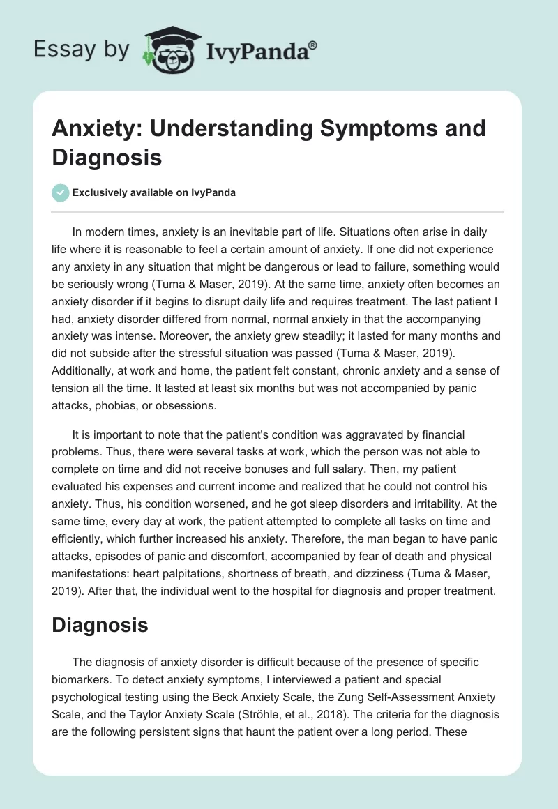 Anxiety: Understanding Symptoms and Diagnosis. Page 1