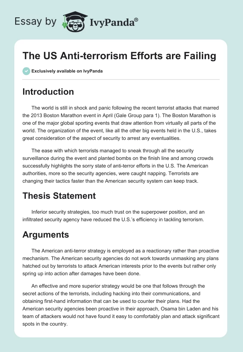 The US Anti-Terrorism Efforts Are Failing. Page 1