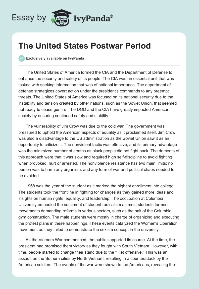 The United States Postwar Period. Page 1
