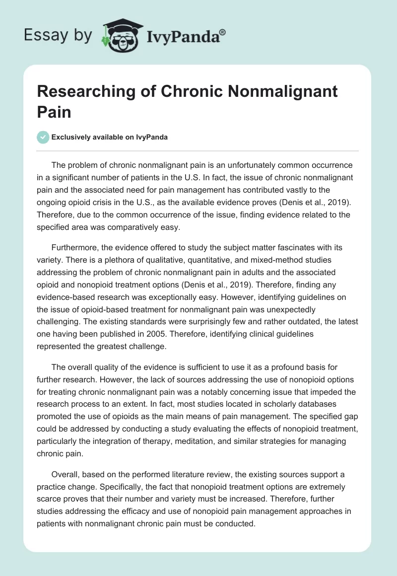 Researching of Chronic Nonmalignant Pain. Page 1