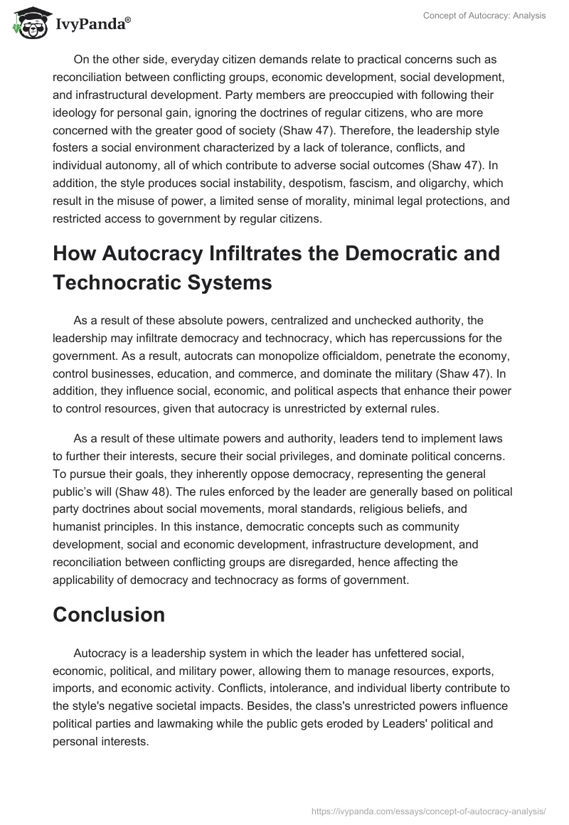 Concept of Autocracy: Analysis. Page 3