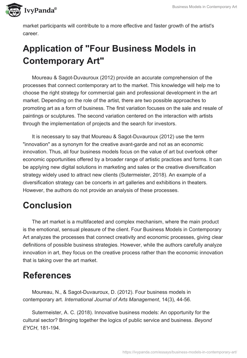 Business Models in Contemporary Art. Page 2