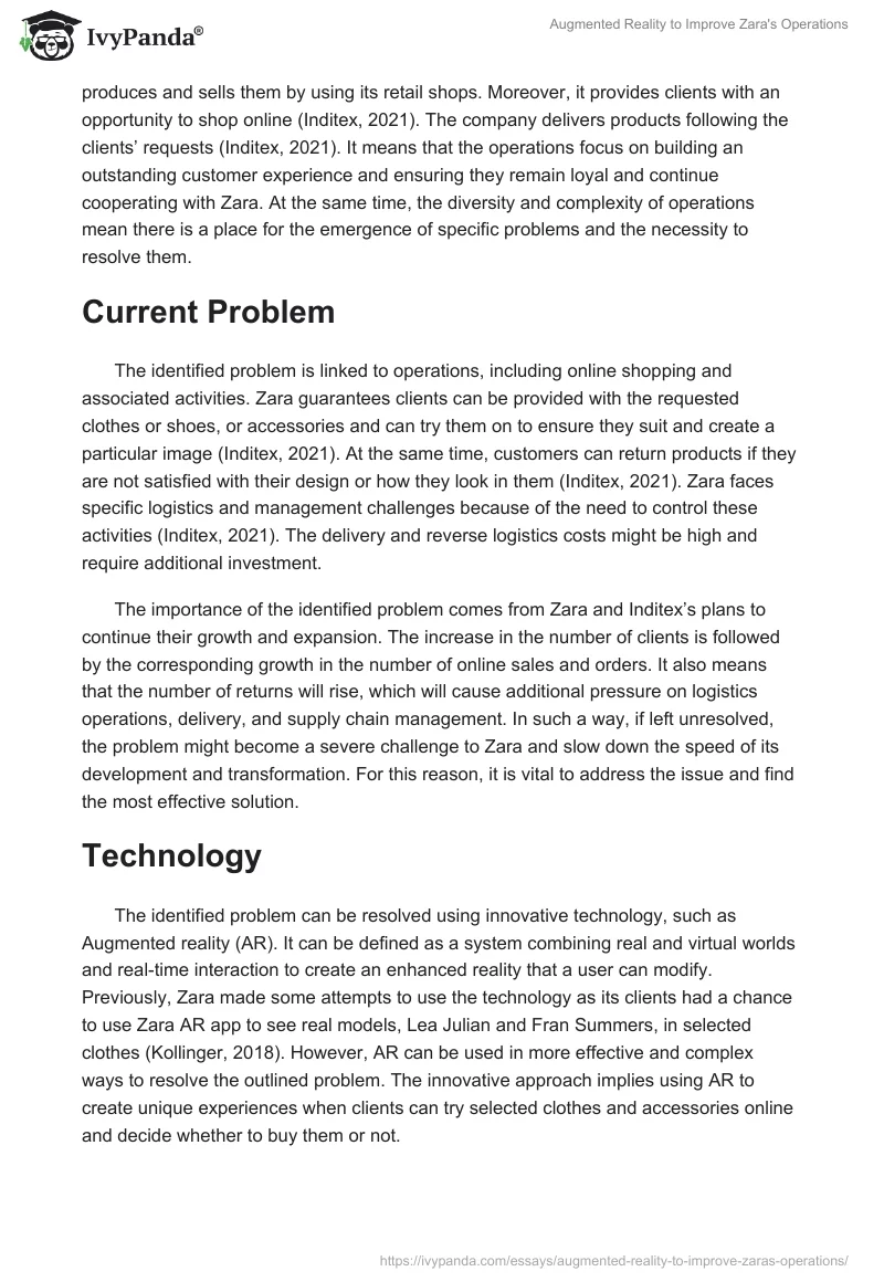 Augmented Reality to Improve Zara's Operations. Page 2