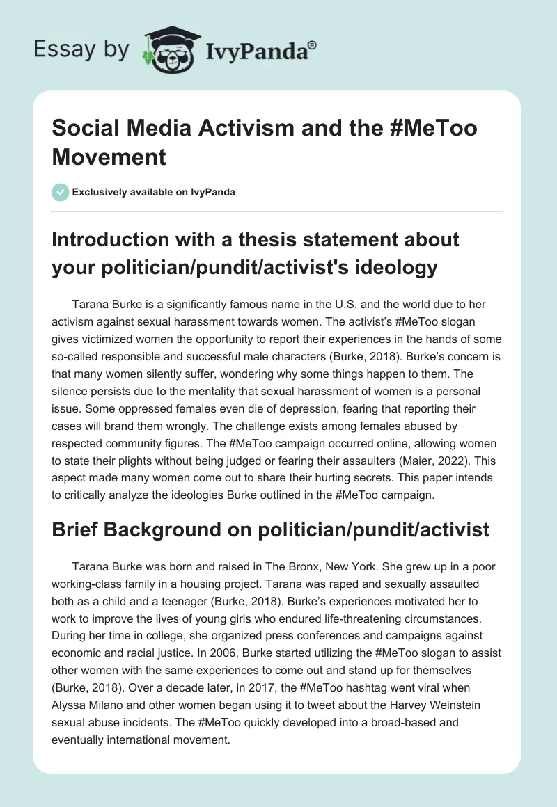 Social Media Activism and the #MeToo Movement. Page 1