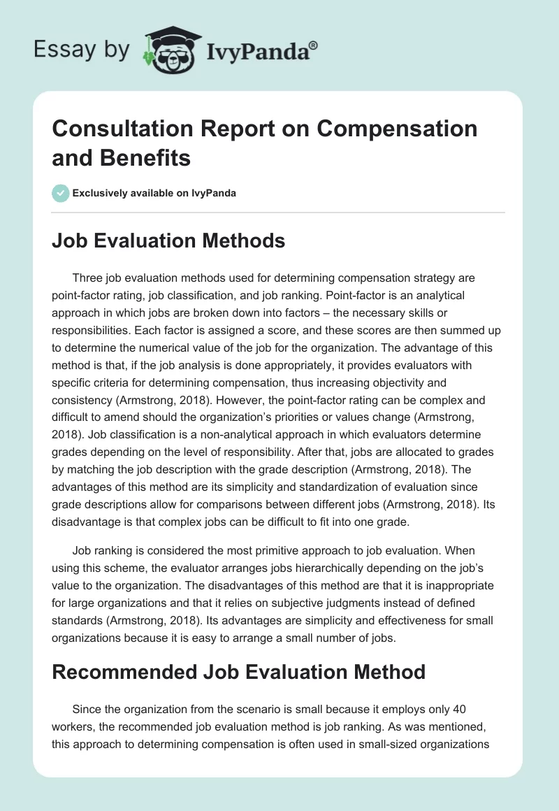 Consultation Report on Compensation and Benefits. Page 1