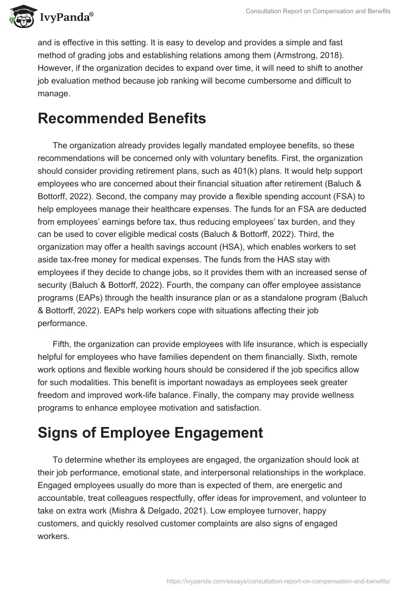 Consultation Report on Compensation and Benefits. Page 2