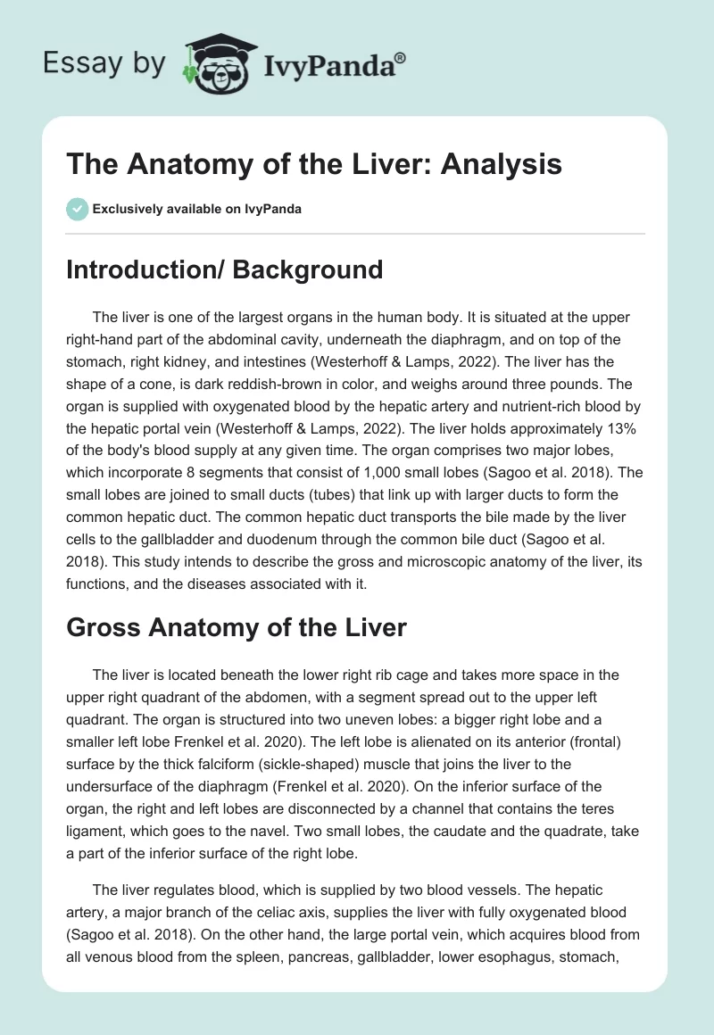 The Anatomy of the Liver: Analysis. Page 1
