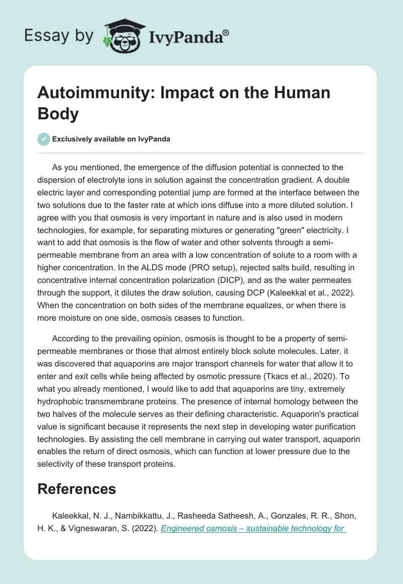 Autoimmunity: Impact on the Human Body. Page 1