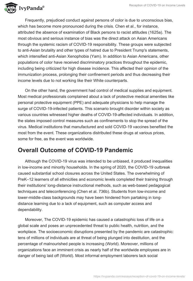 Reception of COVID-19 on Income Levels. Page 4
