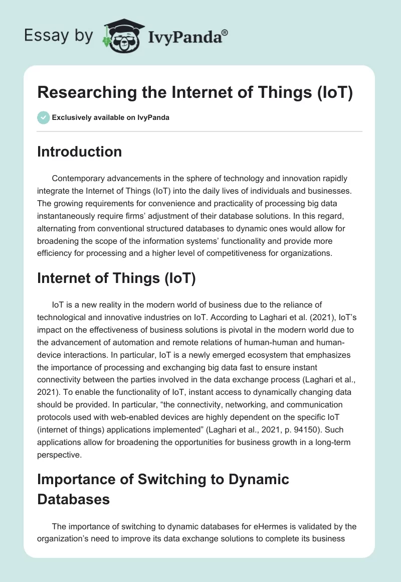 Researching the Internet of Things (IoT). Page 1