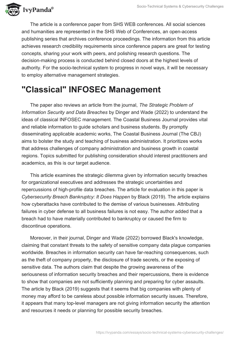 Socio-Technical Systems & Cybersecurity Challenges. Page 2