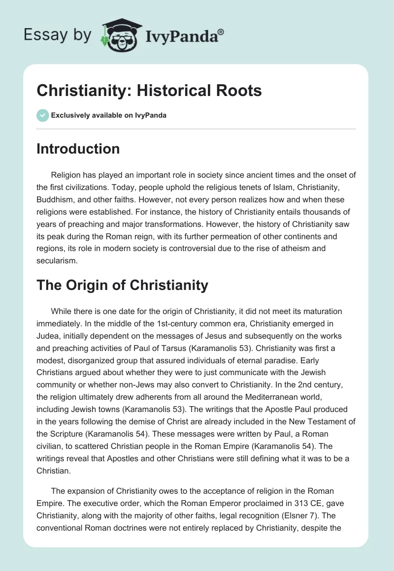 Christianity: Historical Roots. Page 1