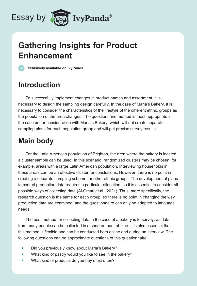 Gathering Insights for Product Enhancement. Page 1