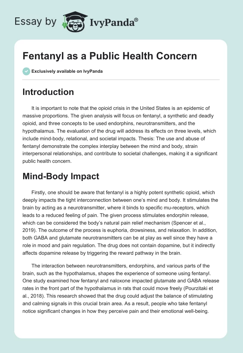 Fentanyl as a Public Health Concern. Page 1